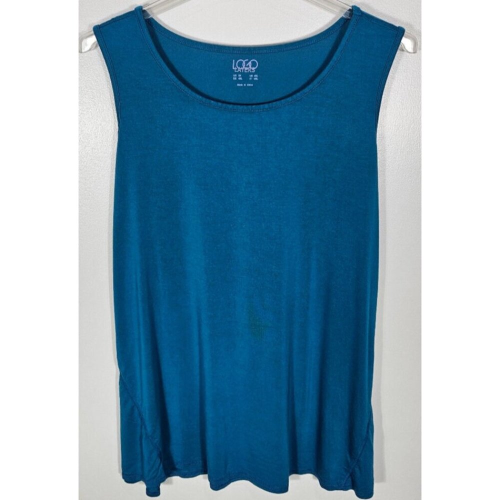 LOGO Layers Women's Size 3X Blue Shirt Top Sleeveless Classic Neckline
